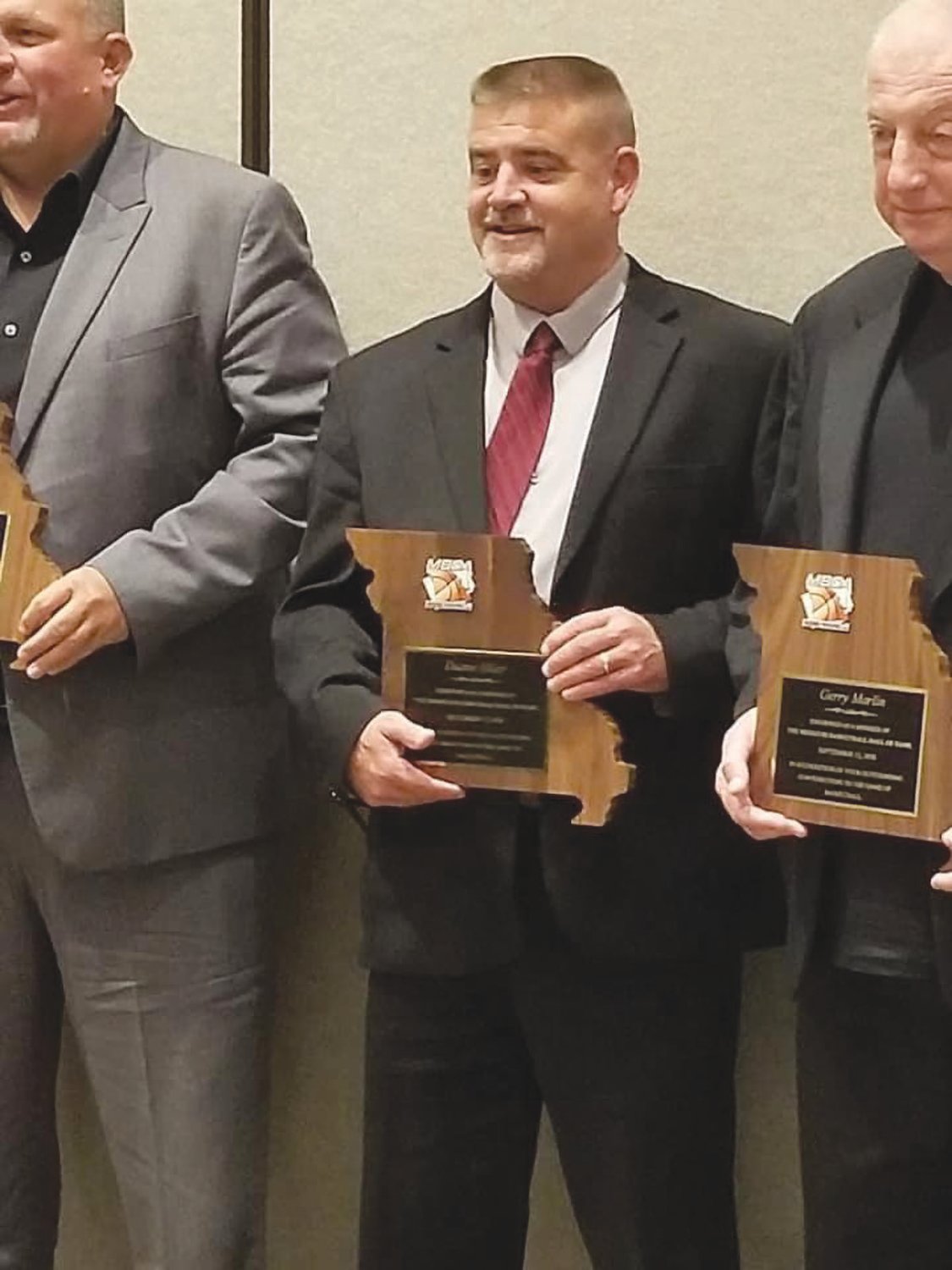 Mountain Grove’s Duane Hiler during the official induction ceremony for the Missouri Basketball Coaches Association (MBCA) Hall of Fame.